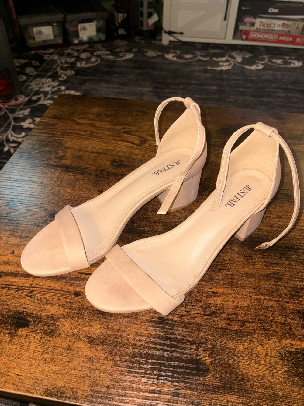 Oura Blush Pink Ankle-Strap Block Heel Sandals